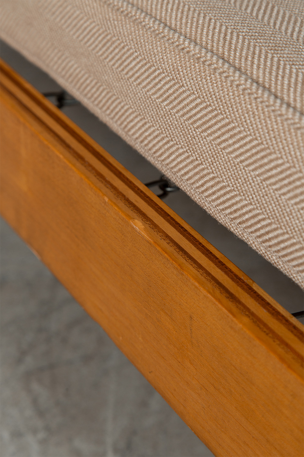 Day Bed by Gio Ponti in Wood , Steel , Brass , Rubber and Fabric