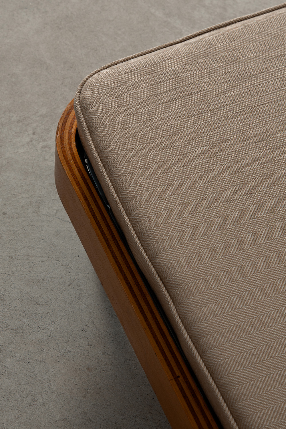 Day Bed by Gio Ponti in Wood , Steel , Brass , Rubber and Fabric