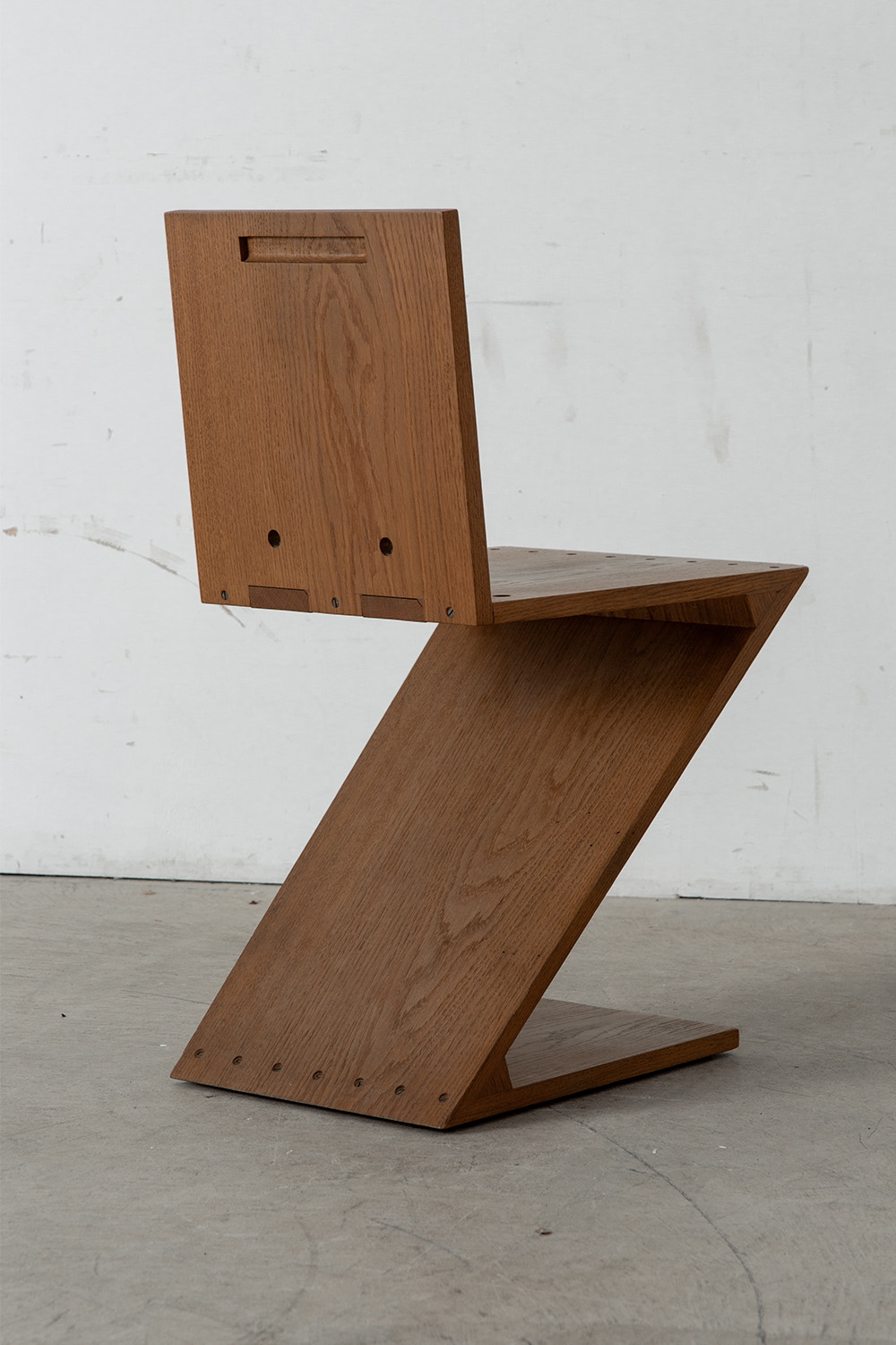 Zig Zag Chair by Gerrit Thomas Rietveld for METS & CO Edition in Wood and Brass