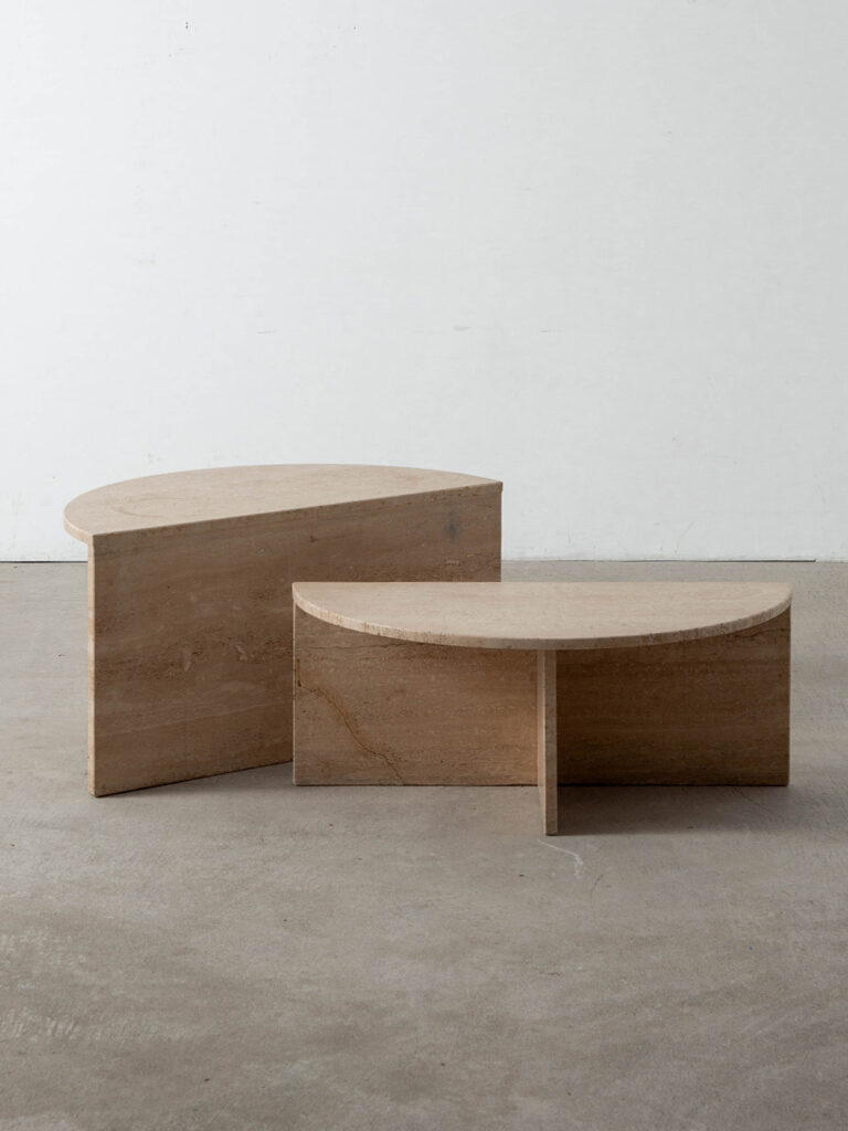 Pair Coffee Table in Travertine