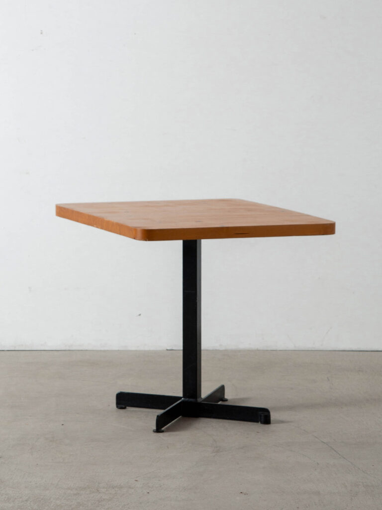 Dining Table by Charlotte Perriand for Les Arcs in Pine and Steel