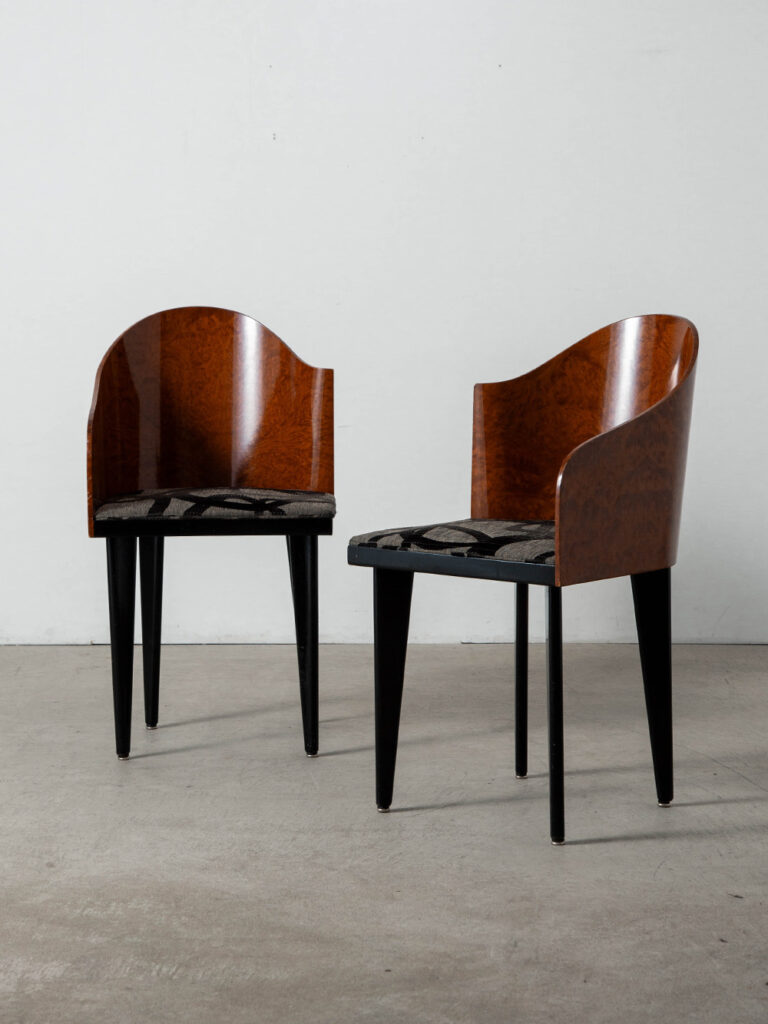 ‘Toscana’ Chair by Piero Sartogo for Saporiti in Wood and Fabric