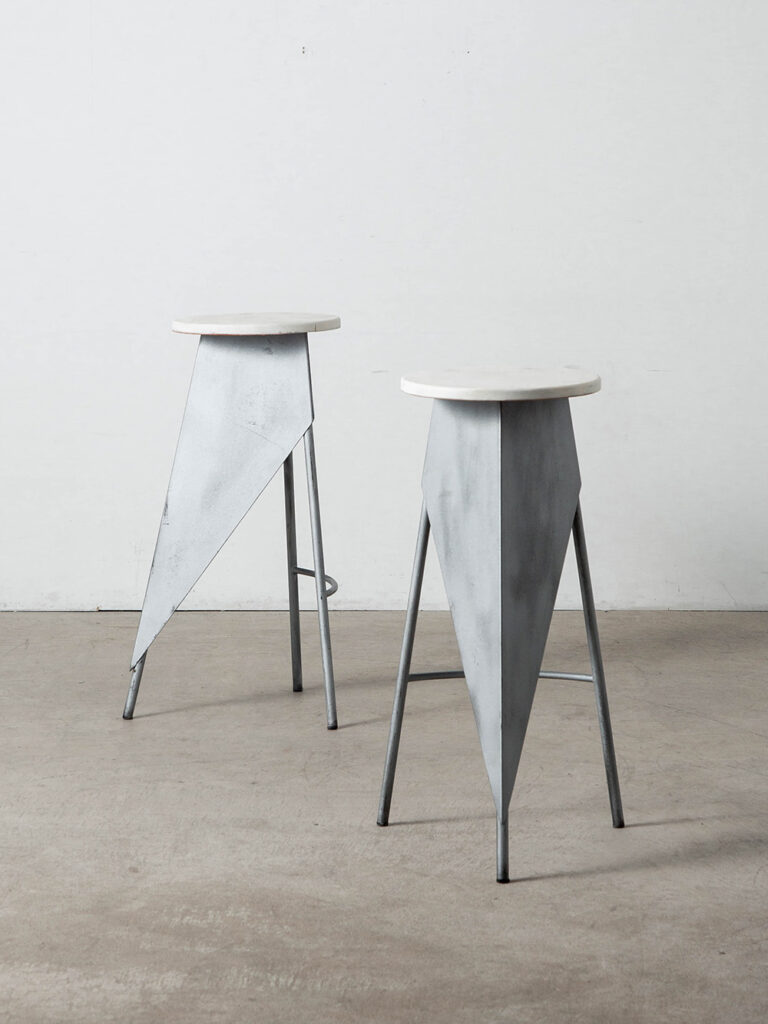 Counter Stool by Kristian Gavoille for Disform in Shilver and Metal