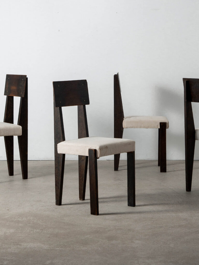 Dining Chair by André Sornay for Sornay Meubles in Wood and Fabric