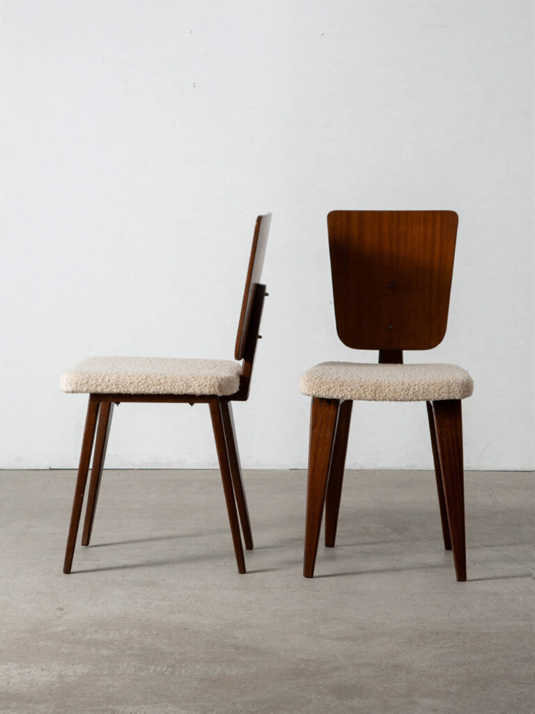 Dining Chair by André Sornay for Sornay Meubles in Wood and Fabric