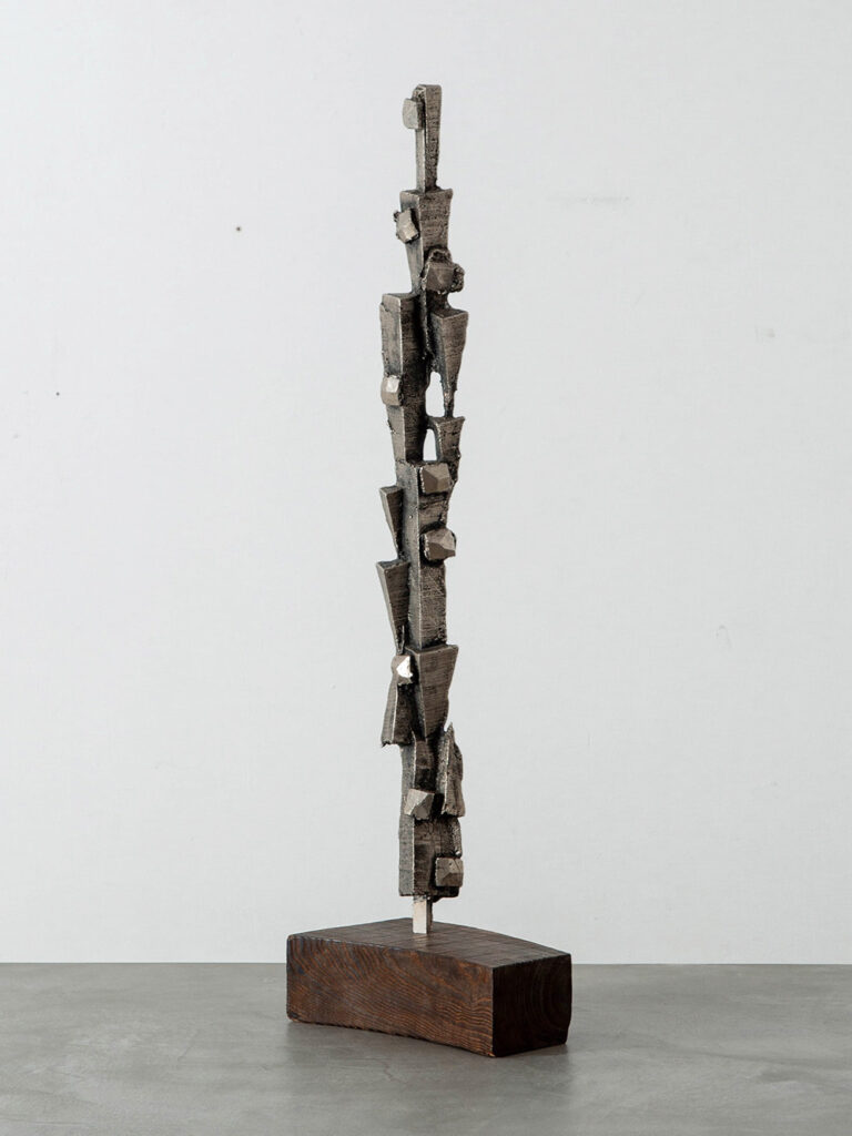 Brutalism Sculpture in Steel and Wood