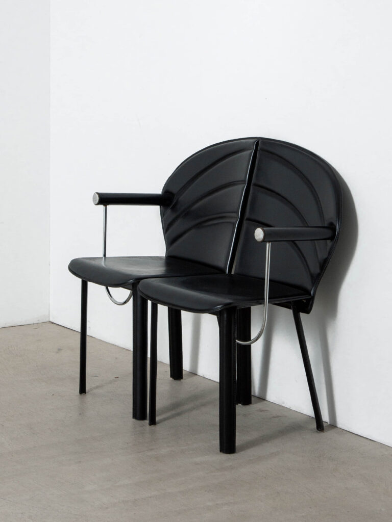 Dining Chair by Mario Morbidelli for NAOS in Leather , Chrome and Steel