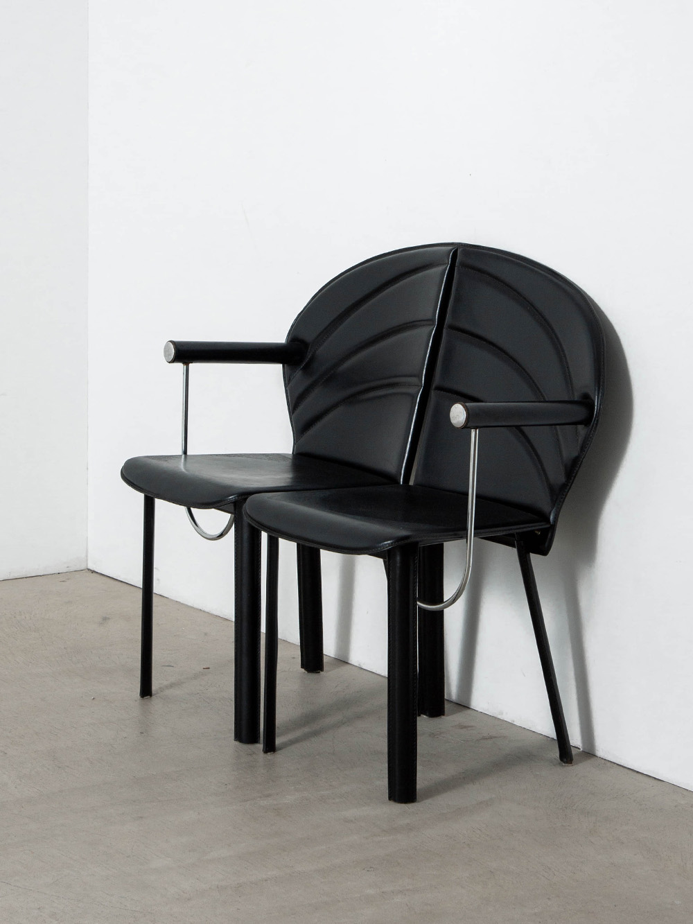 Dining Chair by Mario Morbidelli for NAOS in Leather , Chrome and Steel