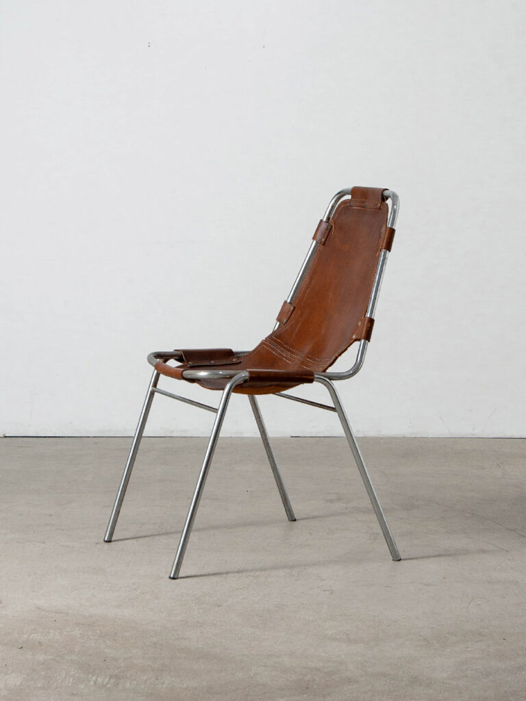 Les arcs Chair in Leather and Steel by Charlotte Perriand