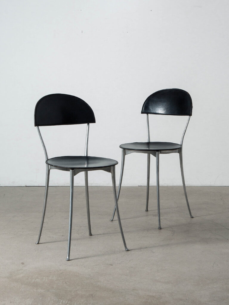‘Tonietta’ Chair by Enzo Mari for Zanotta in Aluminium and Leather