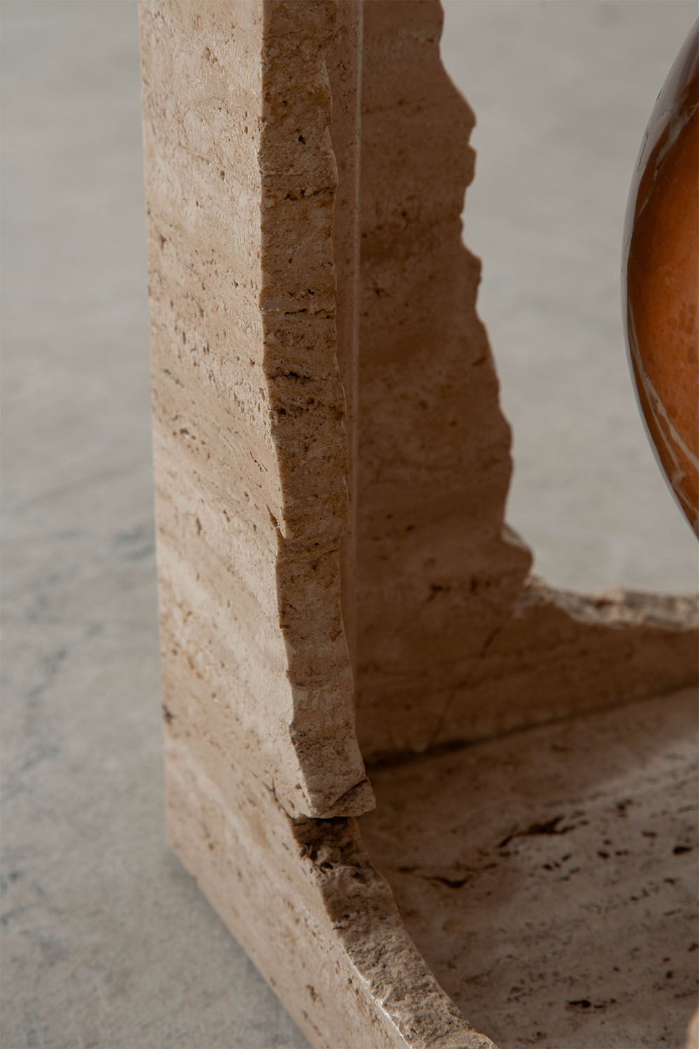Coffee Table in Glass and Marble and Travertine