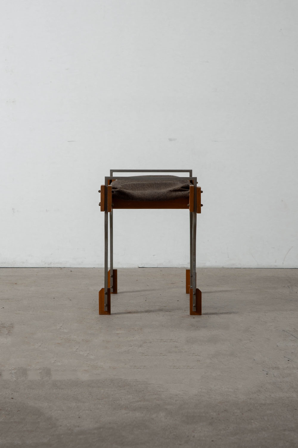 Stool in Wood , Fabric and Metal