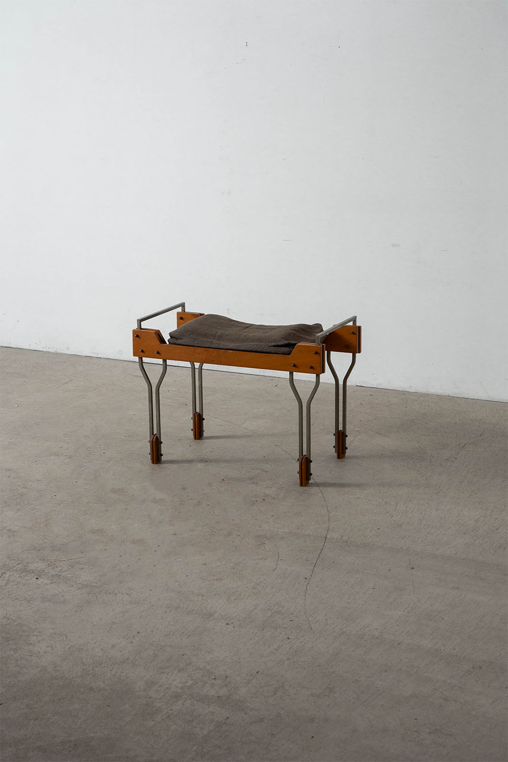 Stool in Wood , Fabric and Metal