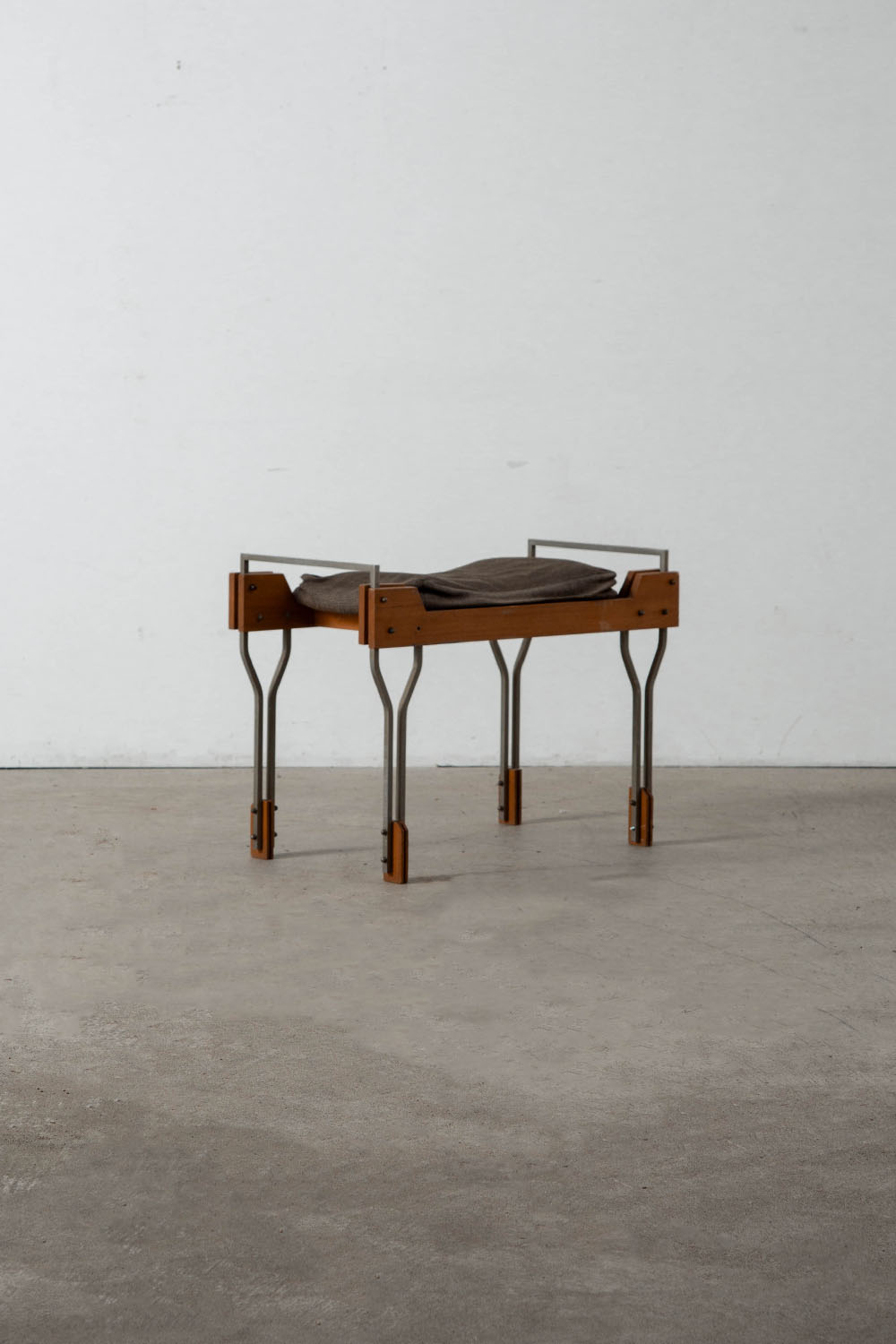 Stool in Wood , Fabric and Metal