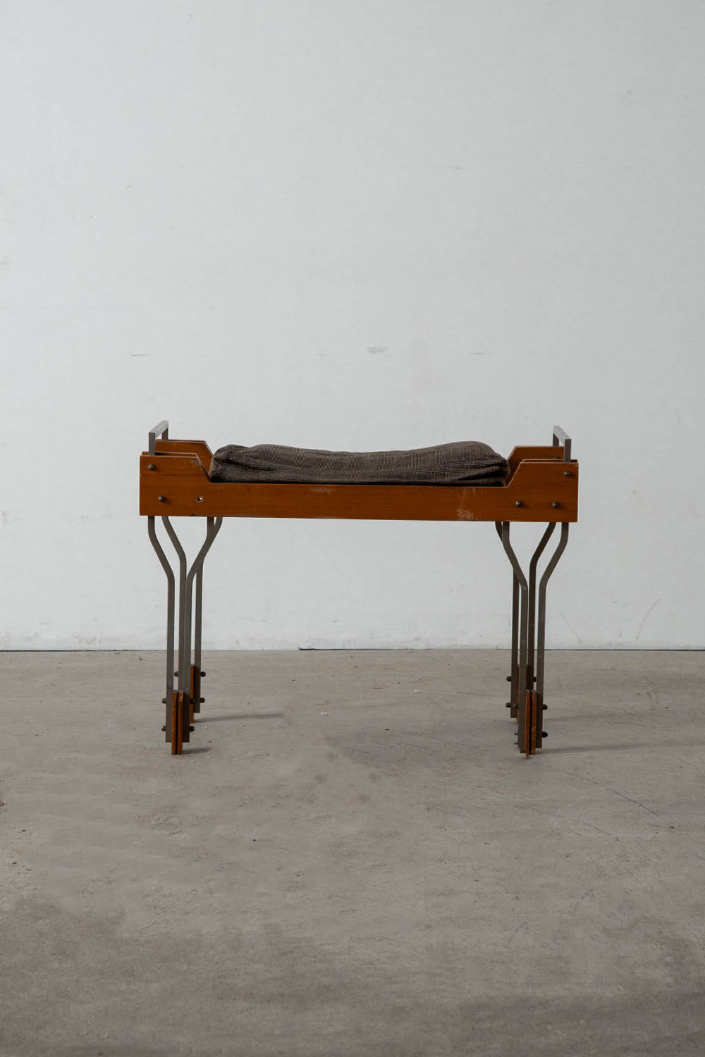 Stool in Wood , Fabric and Metal