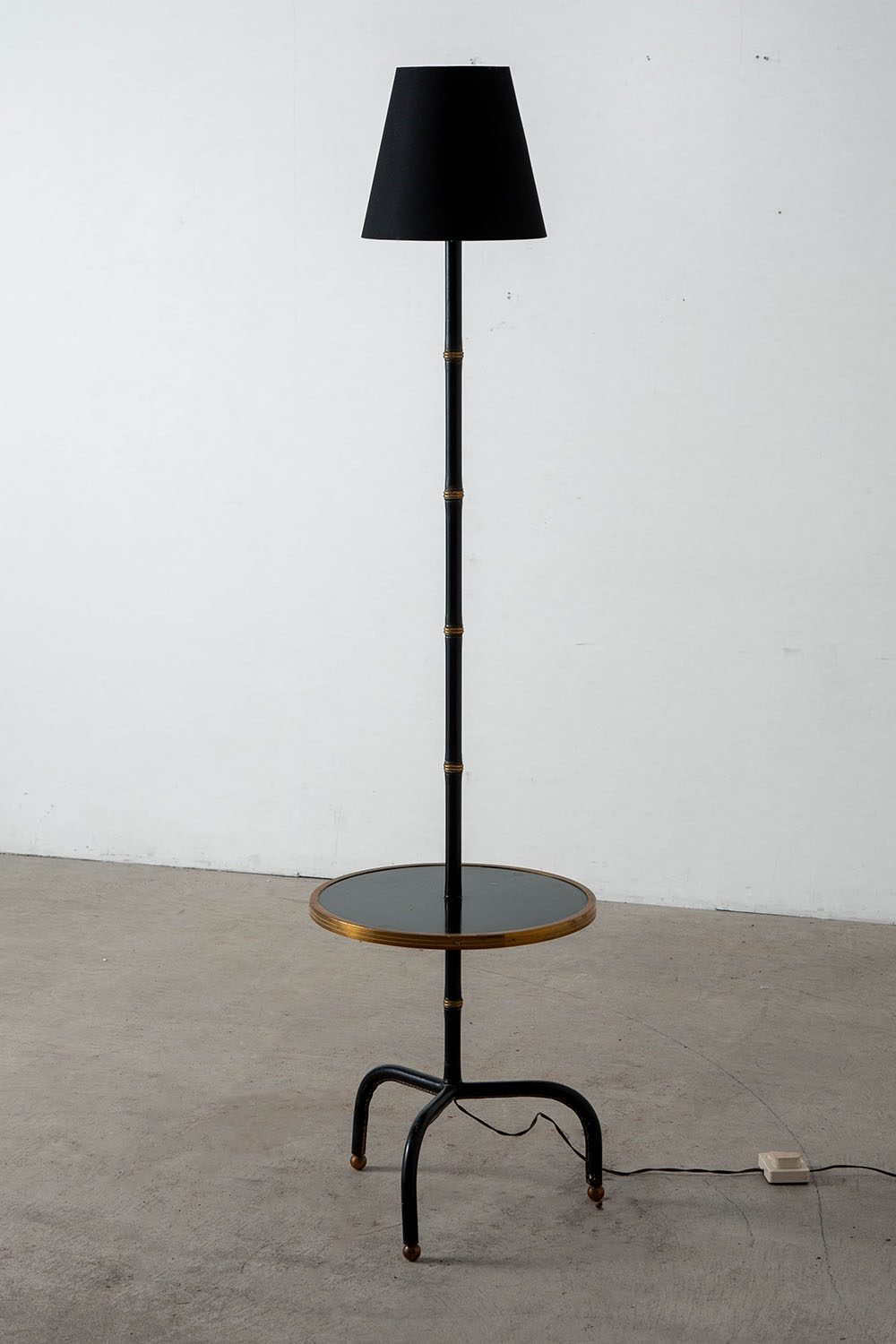 Floor lamp by Jacques Adnet in Wood , Steel and Brass