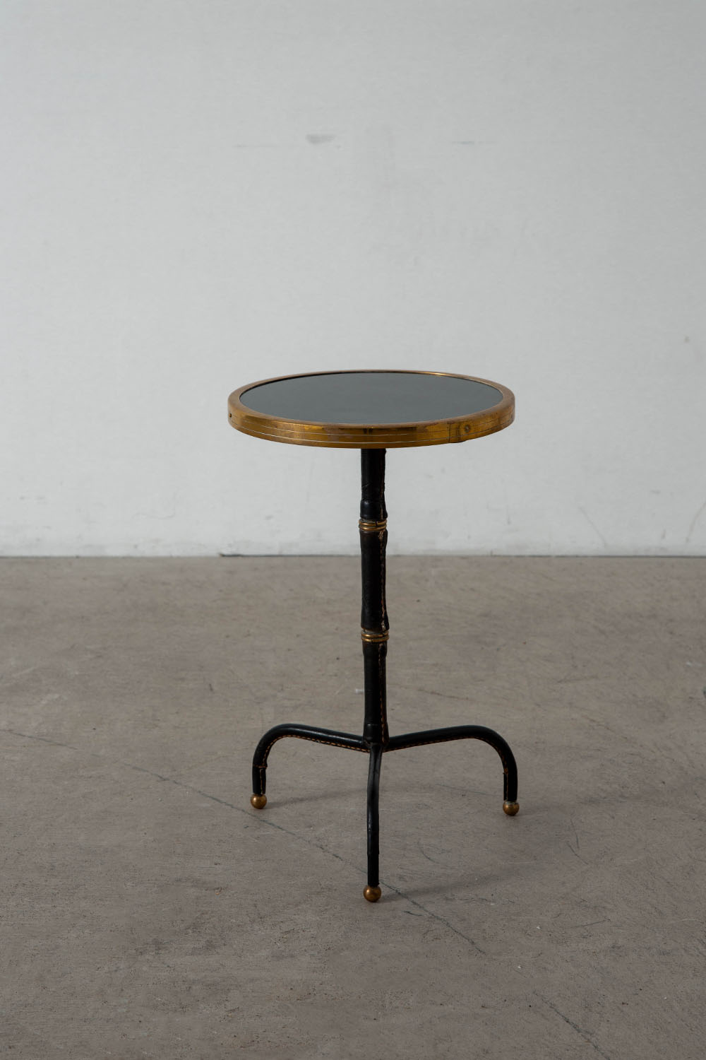 Side Table Set by Jacques Adnet in Wood and Steel
