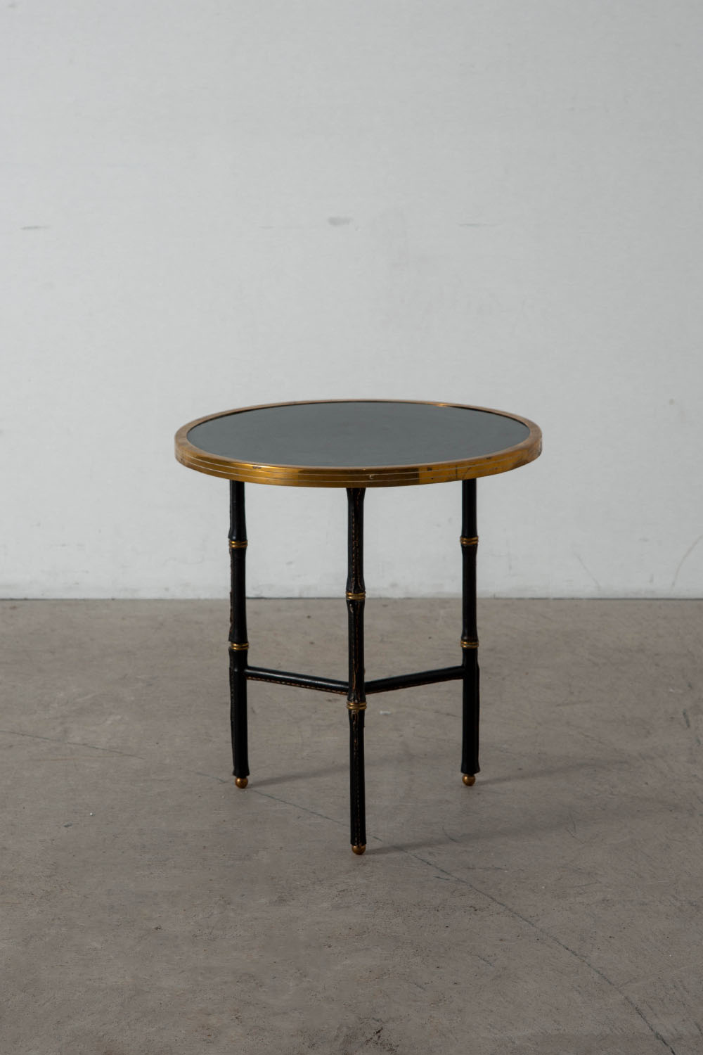 Side Table Set by Jacques Adnet in Wood and Steel