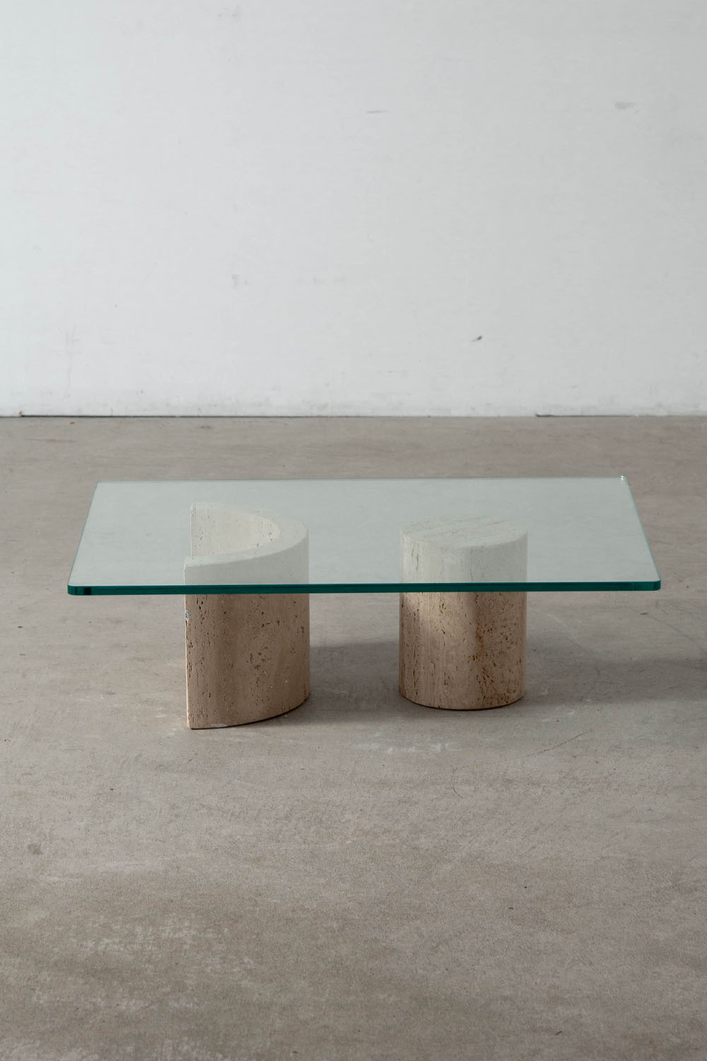 Coffee Table in Glass and Travertine