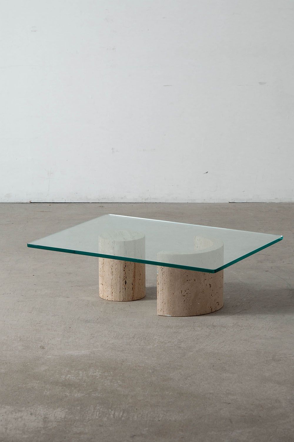 Coffee Table in Glass and Travertine