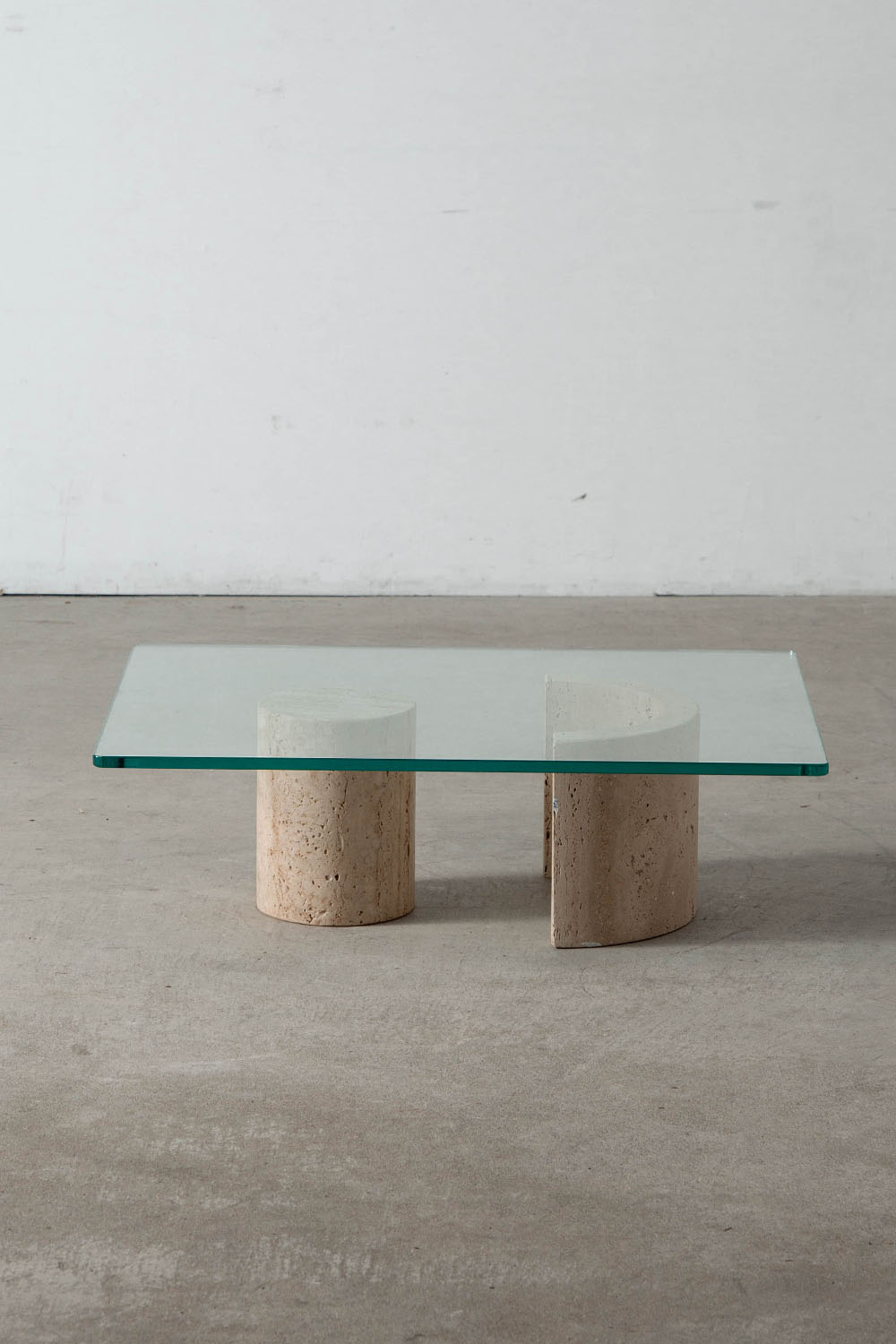 Coffee Table in Glass and Travertine