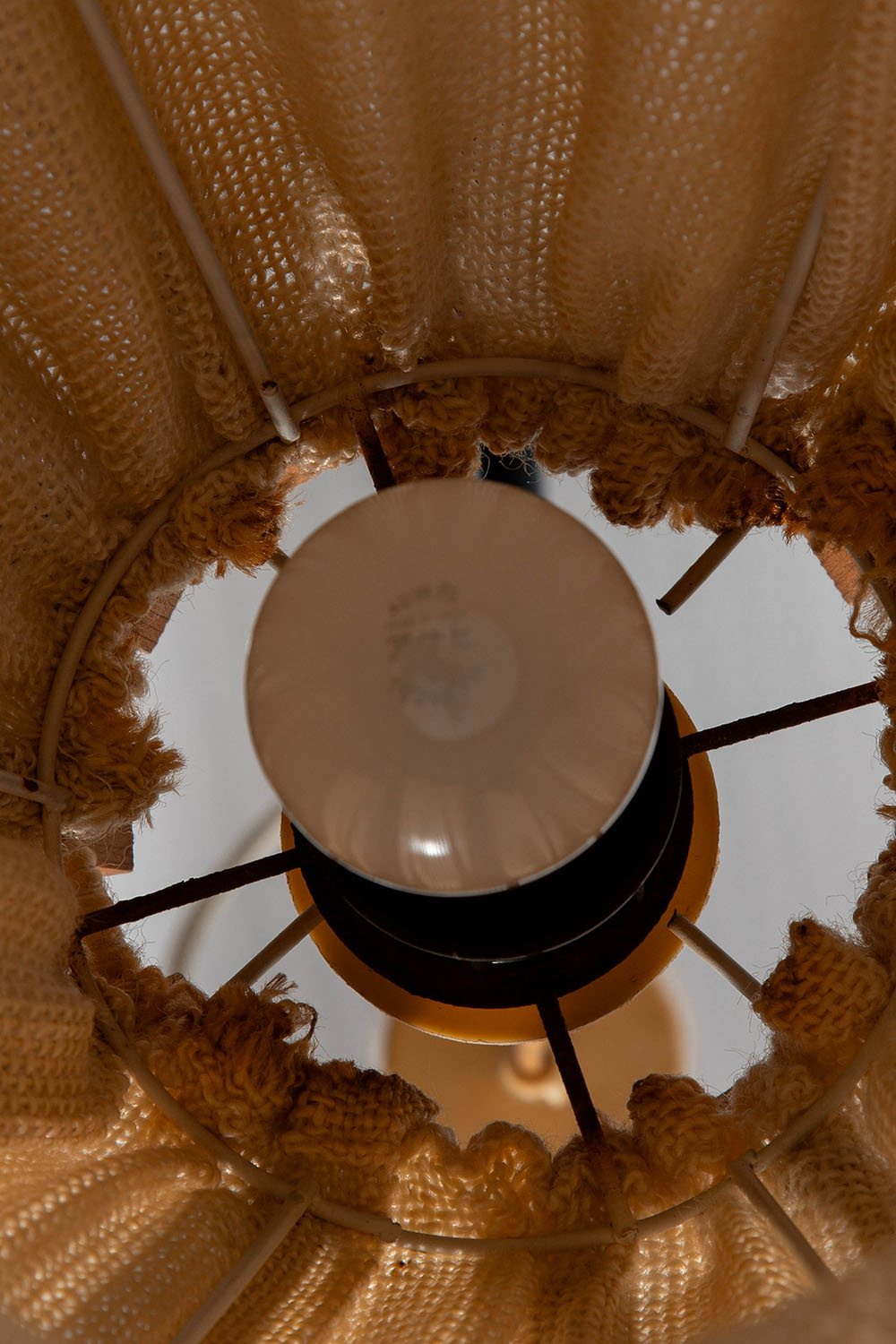 Pendant Lamp in Wood , Rope and Linen