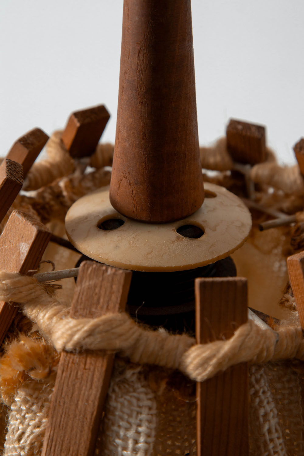 Pendant Lamp in Wood , Rope and Linen