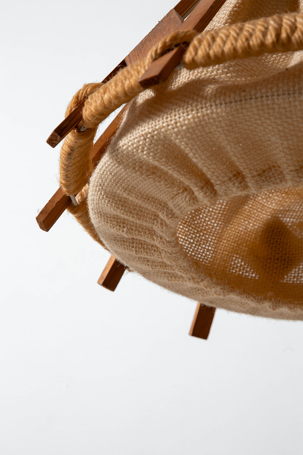 Pendant Lamp in Wood , Rope and Linen