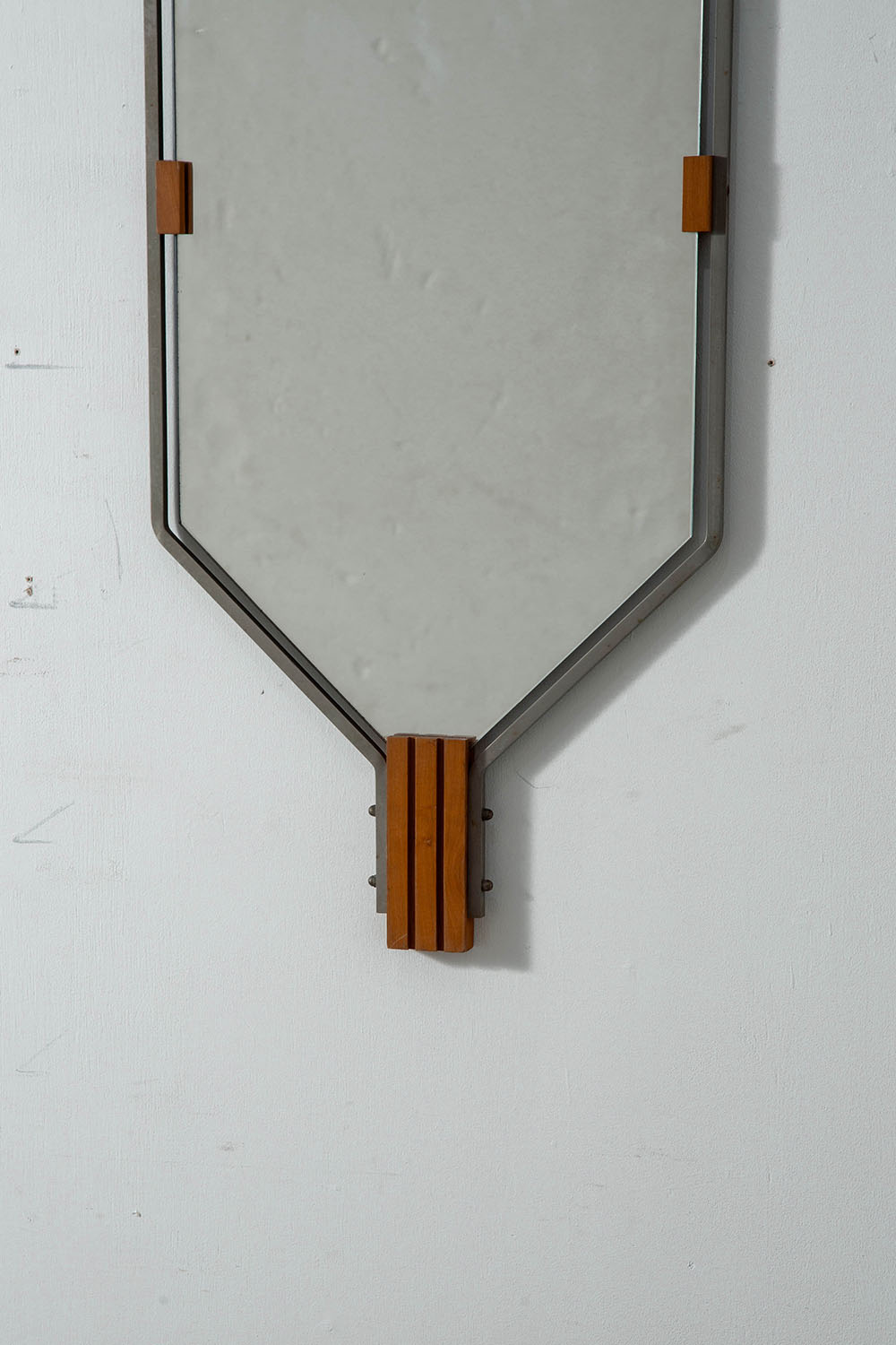 Wall Mirror in Glass , Wood and Steel