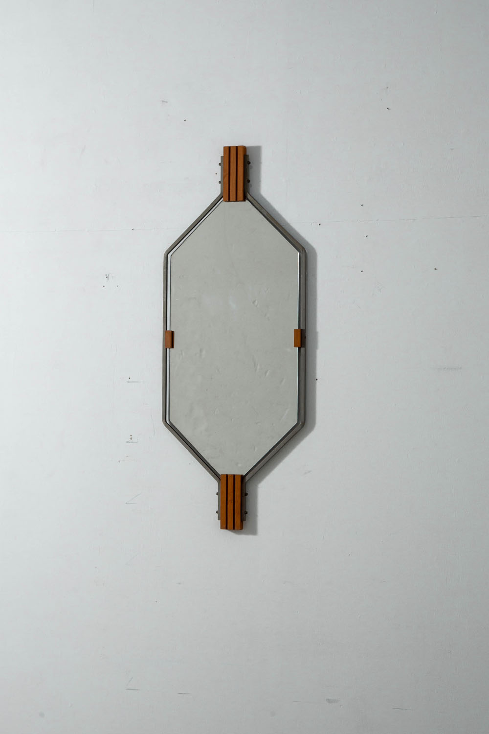 Wall Mirror in Glass , Wood and Steel