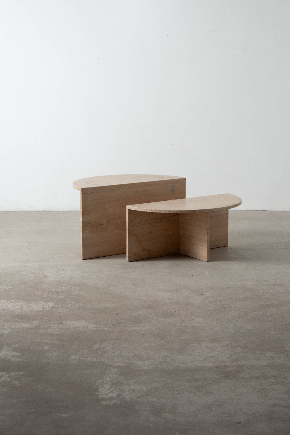 Pair Coffee Table in Travertine