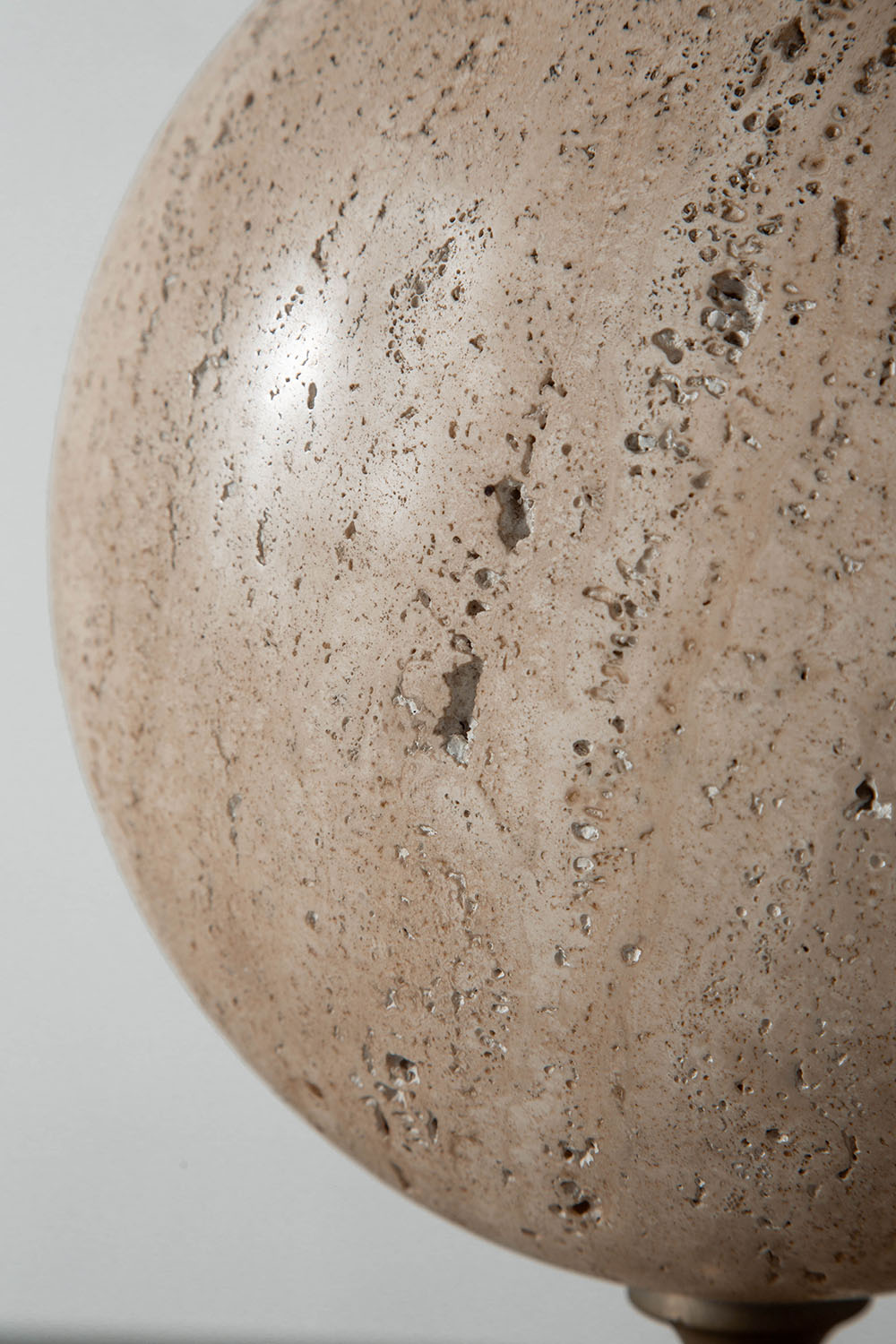 Table Lamp by Philippe Barbier for Maison Barbier in Travertine and Steel