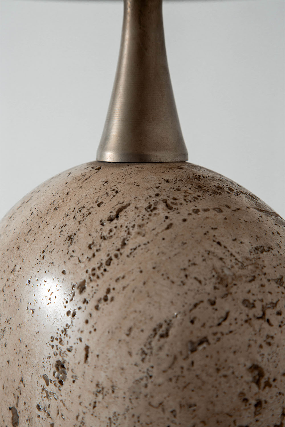 Table Lamp by Philippe Barbier for Maison Barbier in Travertine and Steel