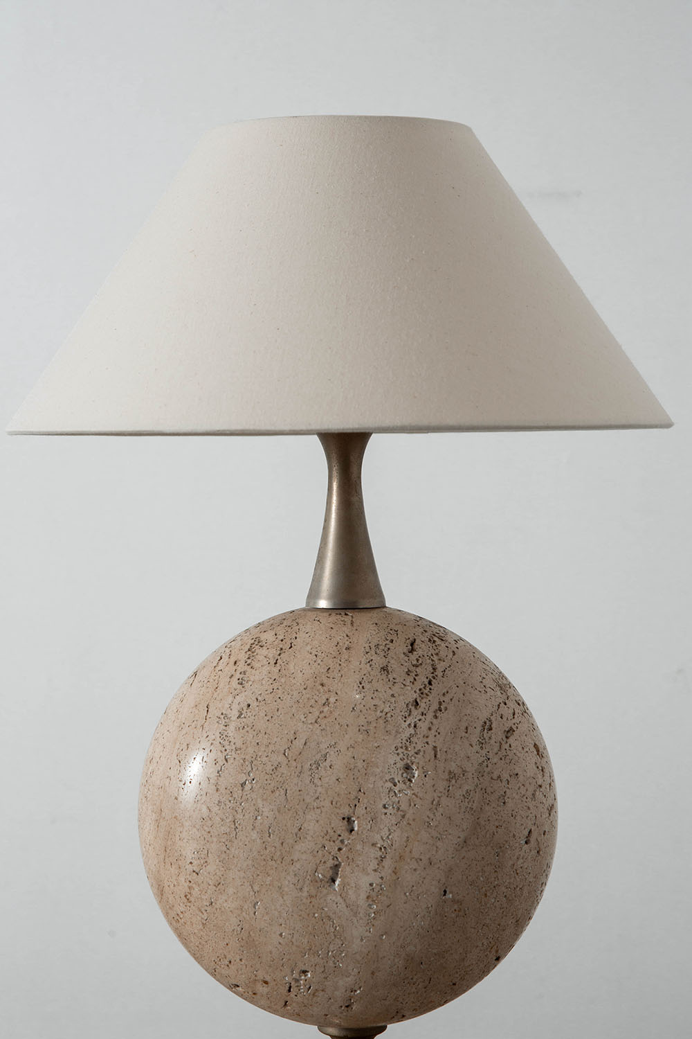 Table Lamp by Philippe Barbier for Maison Barbier in Travertine and Steel