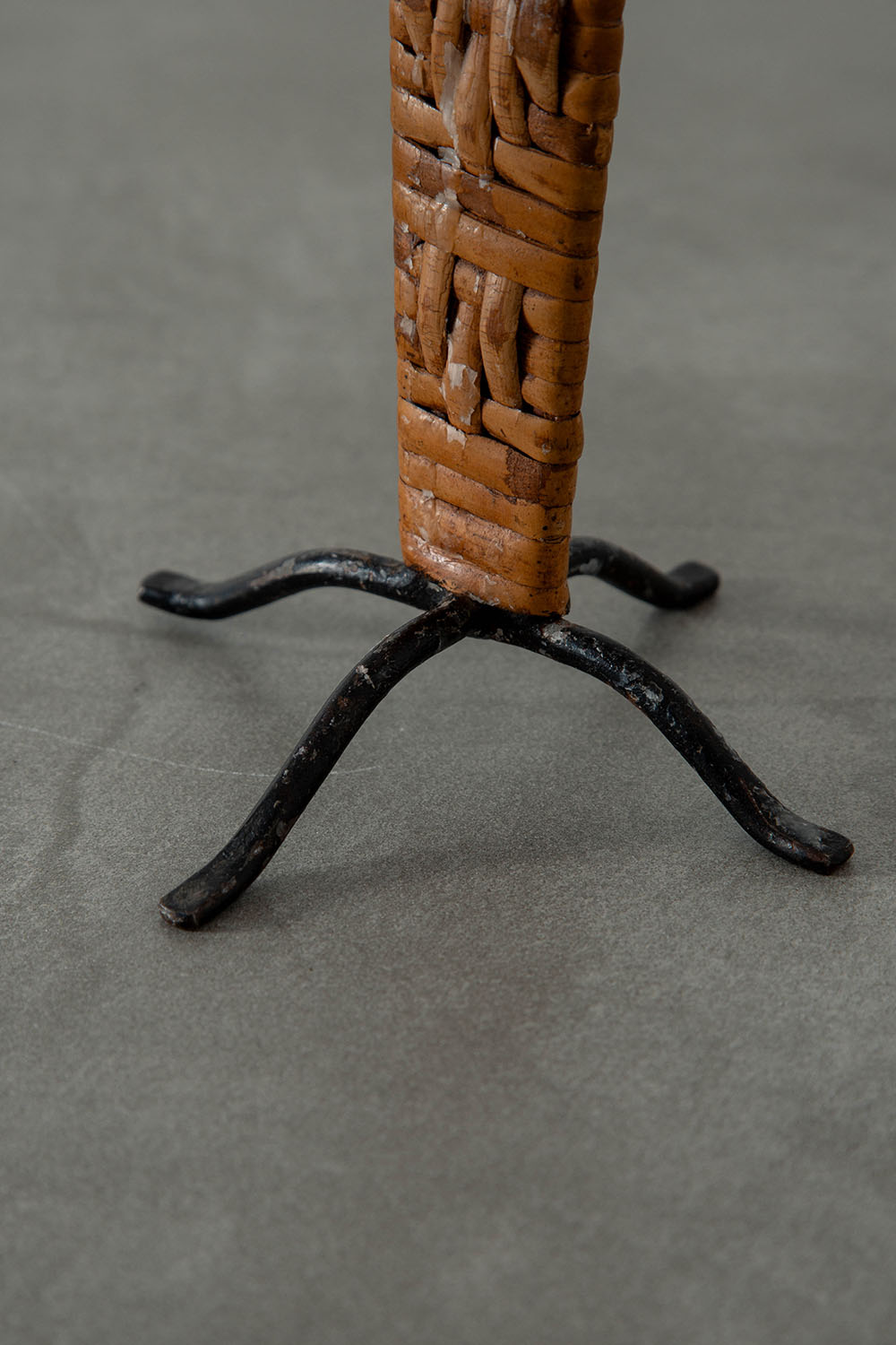 Candle Holder in Steel and Rattan