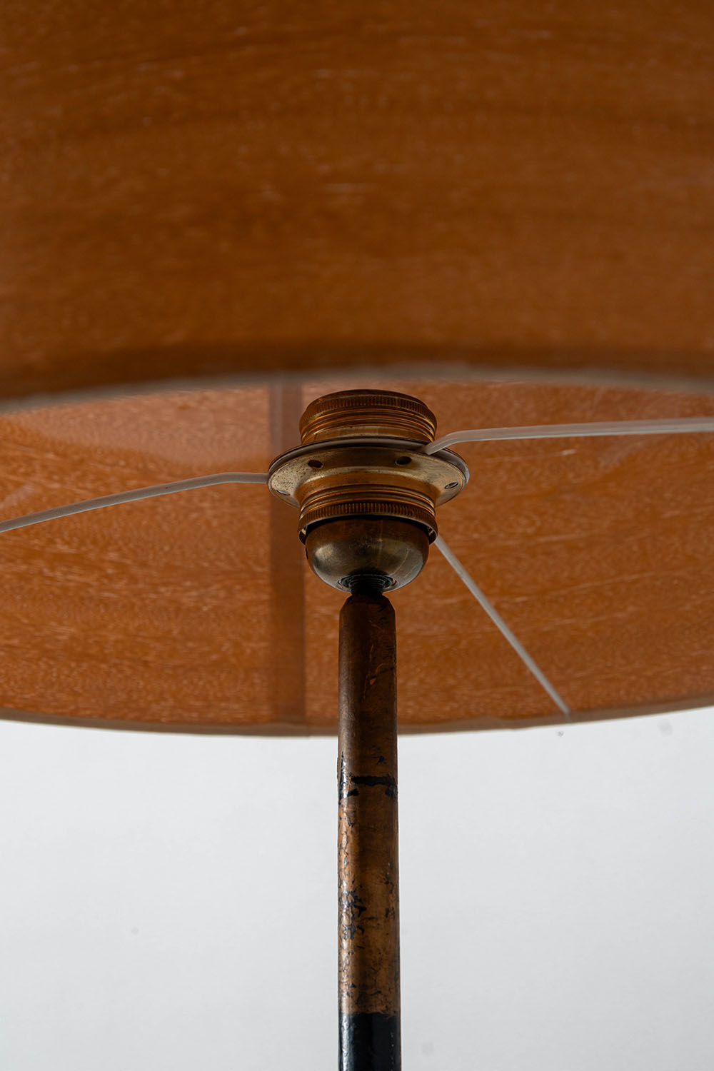 Floor Lamp in Wood , Steel and Brass