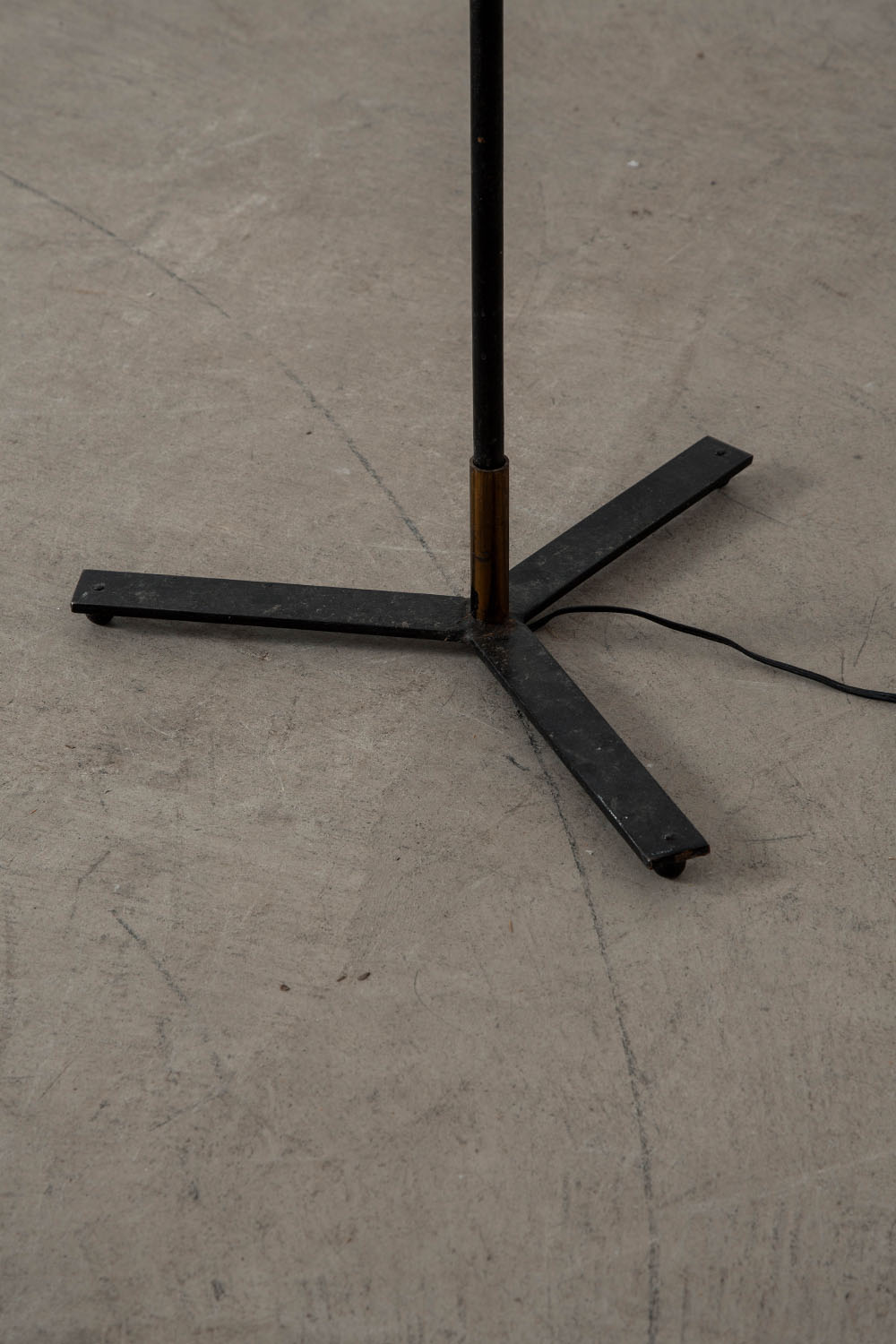 Floor Lamp in Wood , Steel and Brass