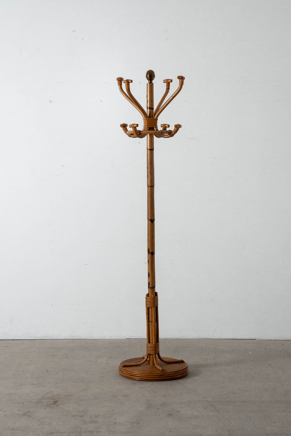 Coat Rack in Wood and Rattan