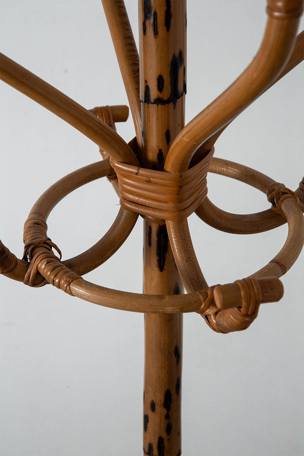 Coat Rack in Wood and Rattan