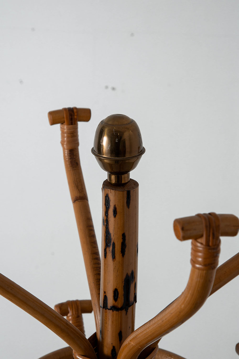 Coat Rack in Wood and Rattan