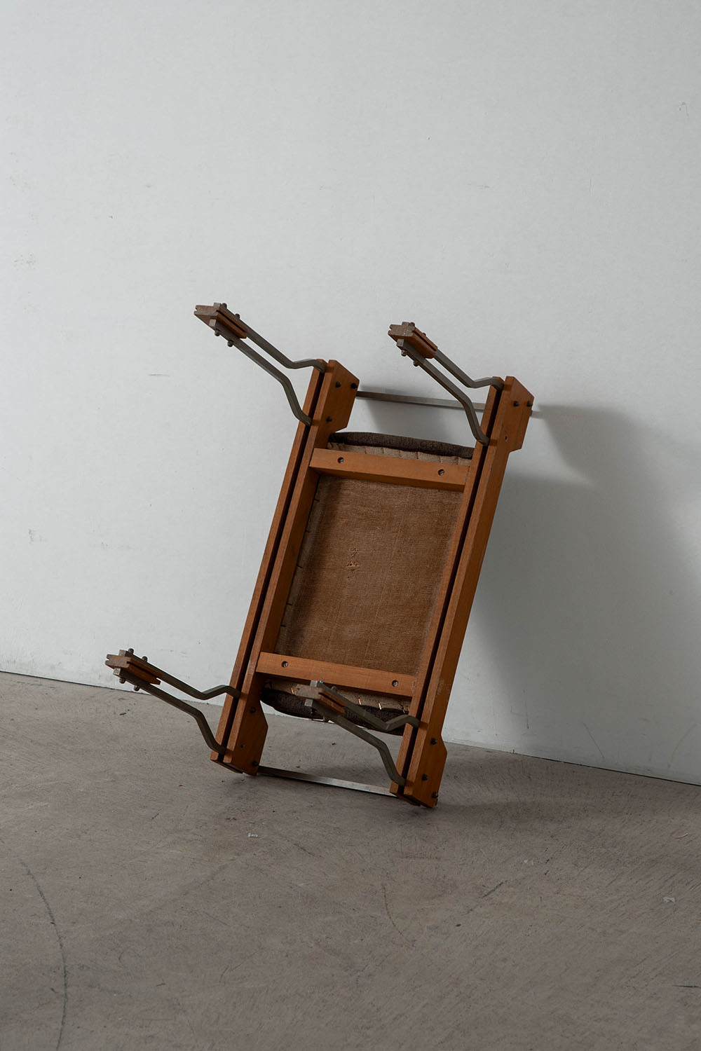 Stool in Wood , Fabric and Metal