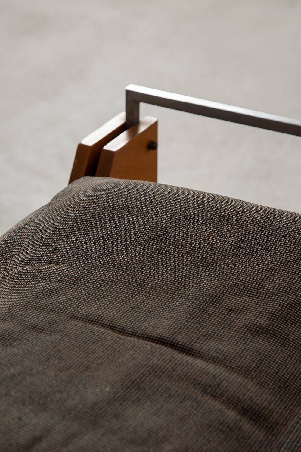 Stool in Wood , Fabric and Metal