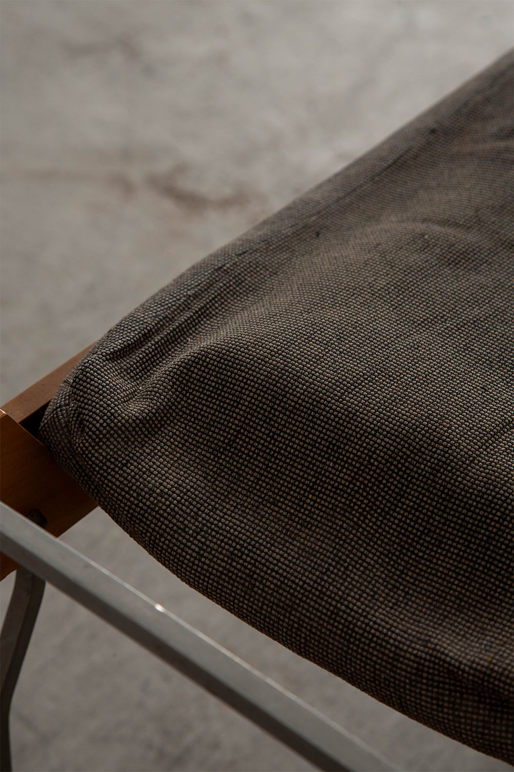 Stool in Wood , Fabric and Metal