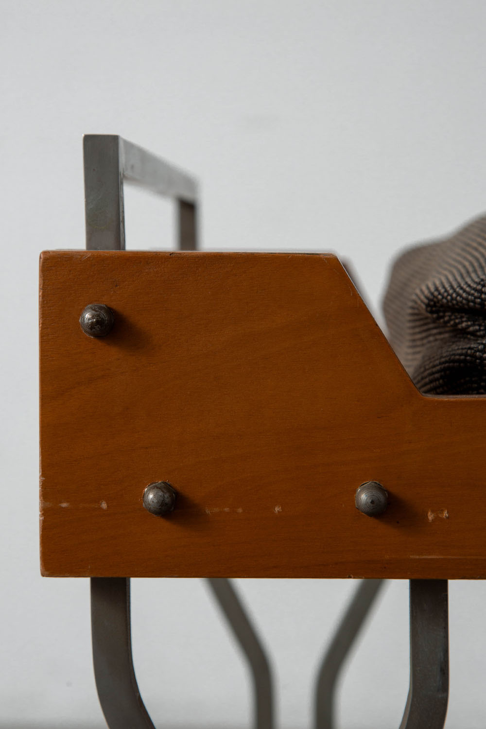 Stool in Wood , Fabric and Metal