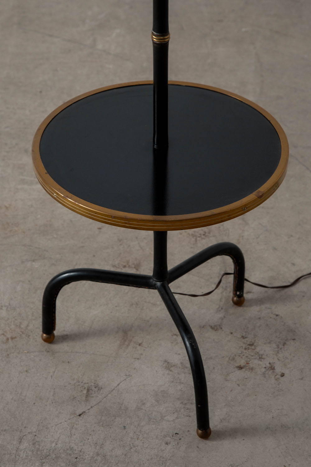Floor lamp by Jacques Adnet in Wood , Steel and Brass