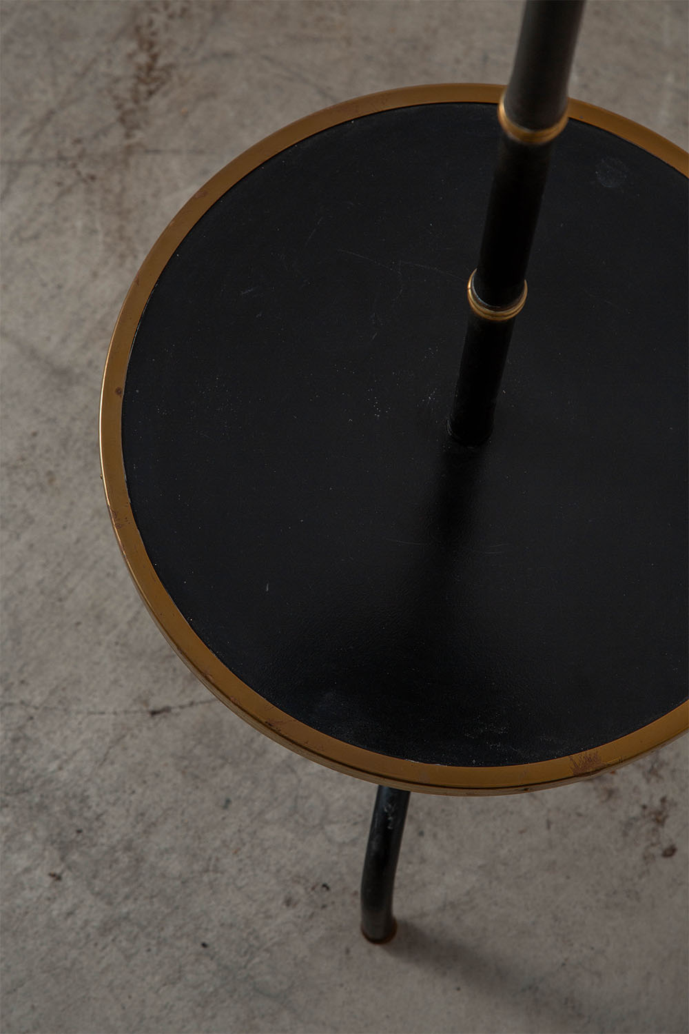 Floor lamp by Jacques Adnet in Wood , Steel and Brass