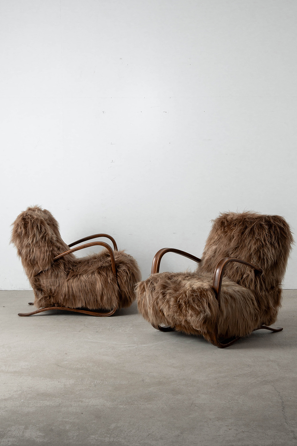 ‘H269’ Lounge Chair Set by Jindrich Halabala for UP Závody in Beech and Sheepskin