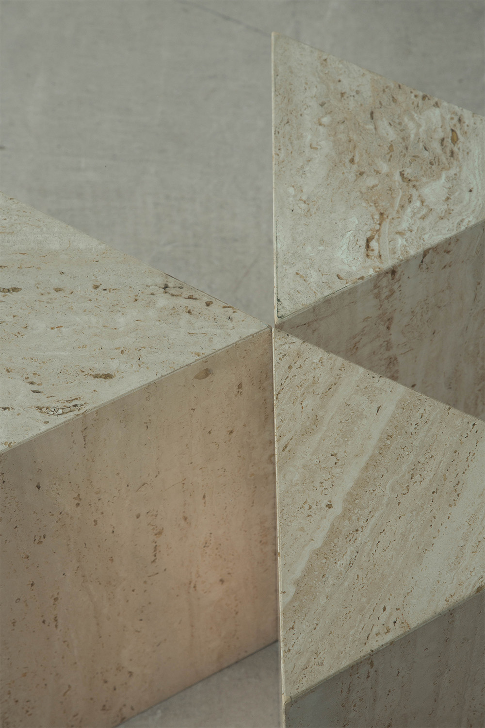 Dining Table in Travertine and Glass