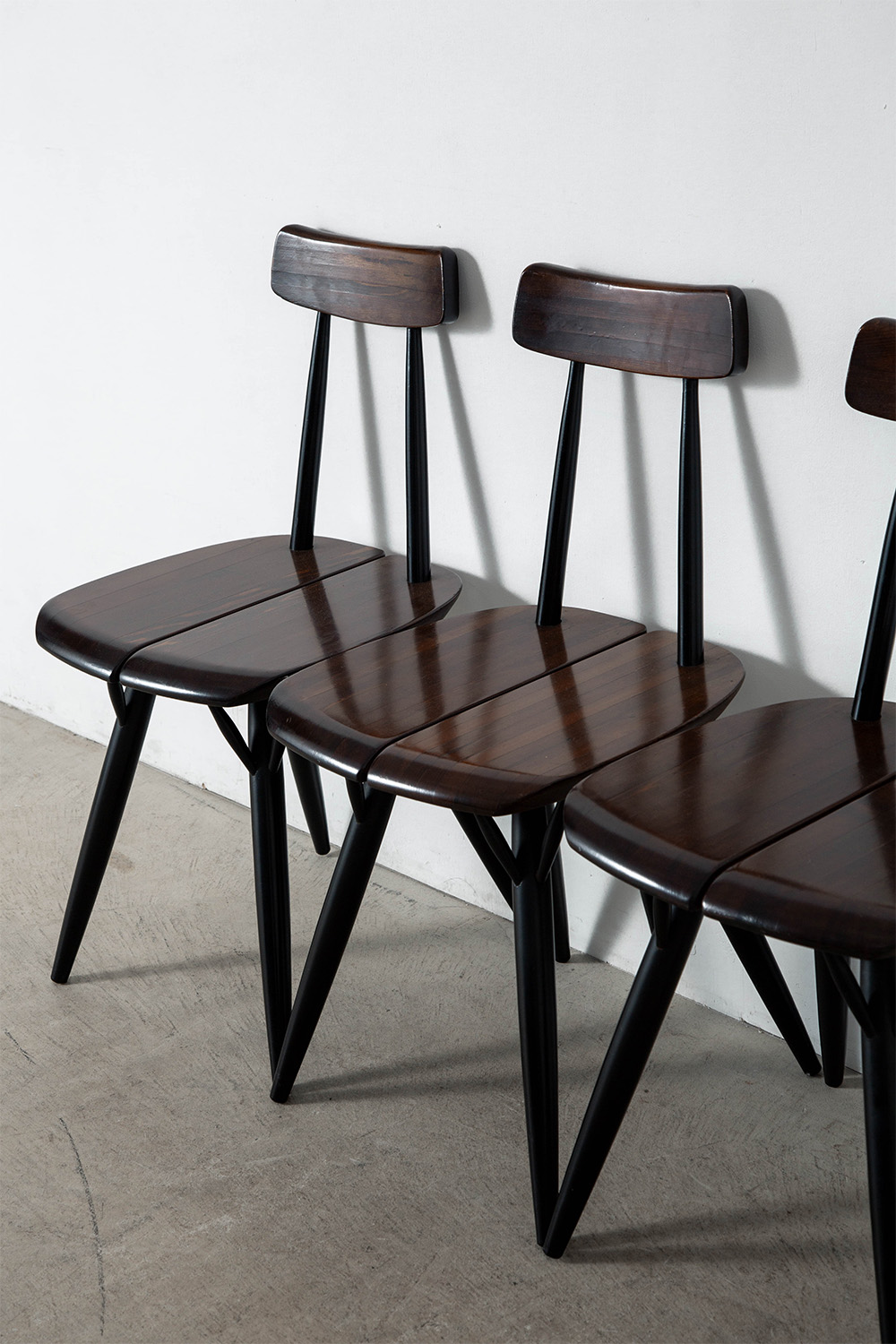 ‘Pirkka’ Chair by Ilmari Tapiovaara for Laukaan Puu in Wood and Dark Brown