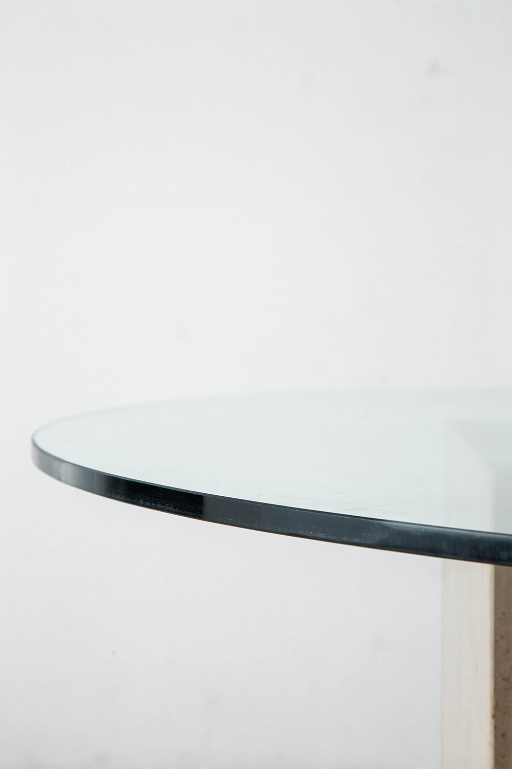 Dining Table in Travertine and Glass